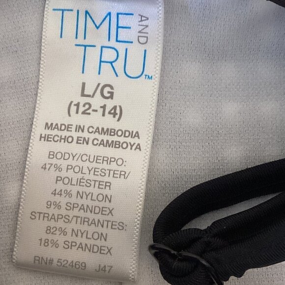 Time and Tru Black & White Gingham Check One-Piece Swimsuit L (12-14) 282G - Picture 7 of 8